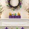 Set of 2 14"L Mardi Gras Wooden House/Brush Trees Table Decor